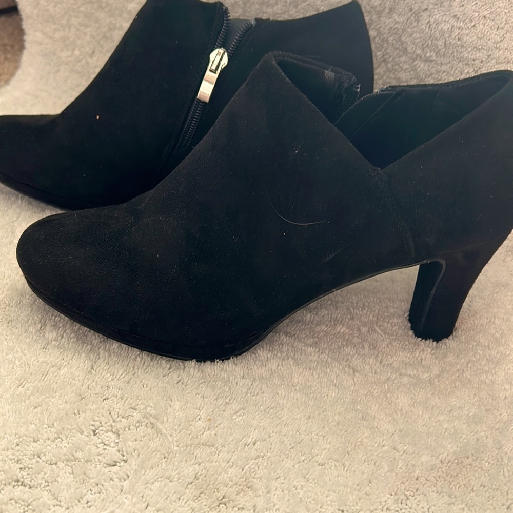 XAPPEAL Jacy Women's HEELED SIDE ZIP BOOTIES Black Suede - 9